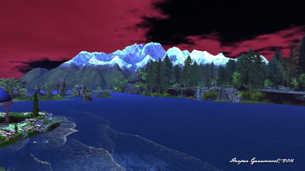 From the Grey Havens, looking toward the Misty Mountains, Calas Galadhon